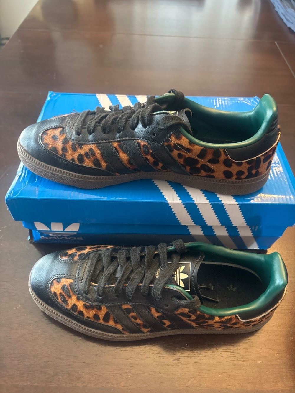 Adidas Women's Samba OG Black Green Leopard Sneakers - Picture 4 of 7